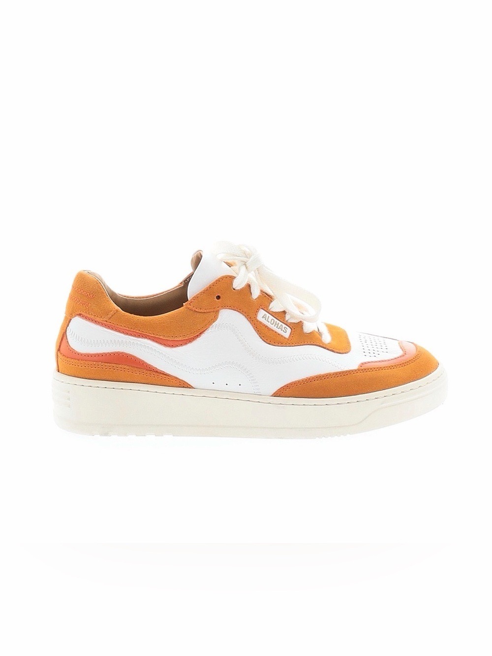 ALOHAS White and Orange Suede-Trim Low-Top Sneaker size 10 - Picture 1 of 10